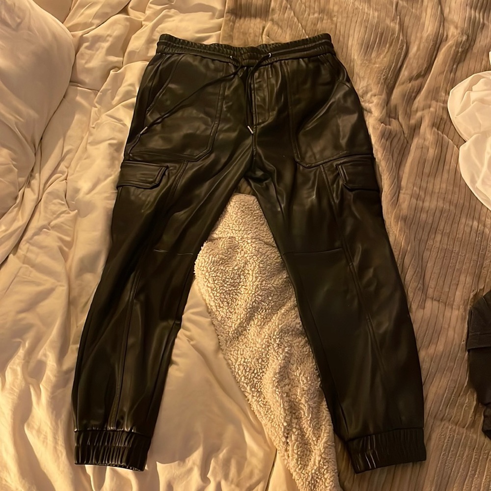 Men’s Vegan Leather Cargo Joggers
